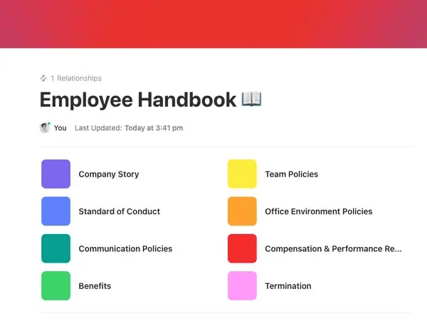  Defina los elementos esenciales de la empresa y promueva un entorno de trabajo exitoso a través de la Plantilla ClickUp de Manual del Empleado para HVAC