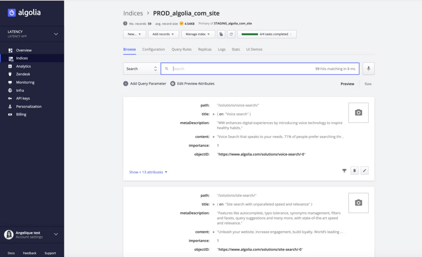 Algolia Interface