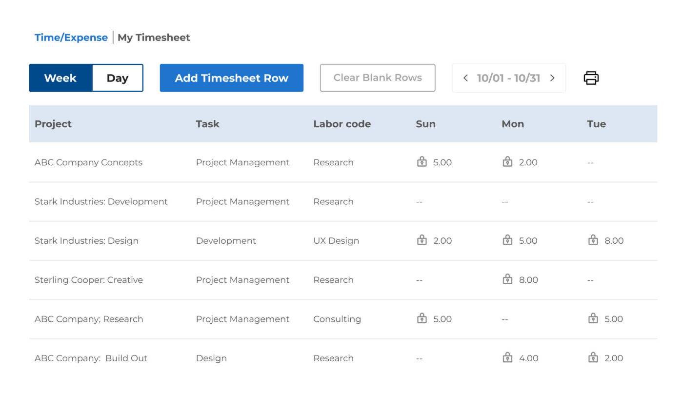 BigTime Timesheet Interface