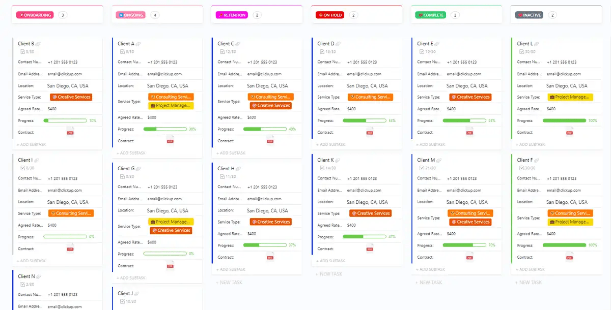 Legen Sie mit der ClickUp-Vorlage für den Kundenerfolgsplan spezifische Kriterien für den gesamten Kundenlebenszyklus fest