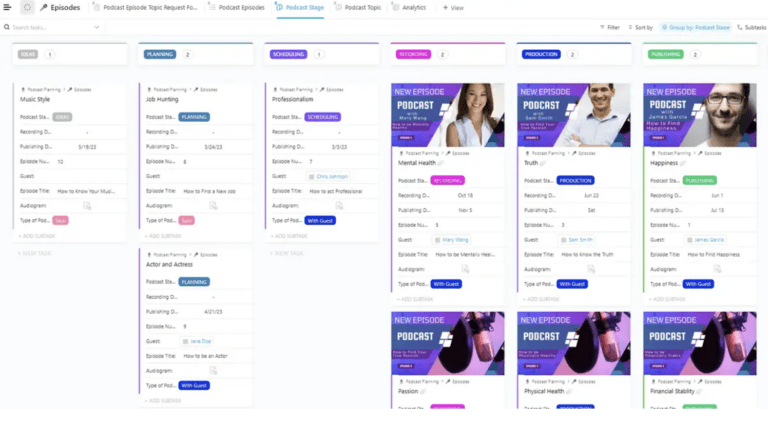 ClickUp Podcast Planning Template