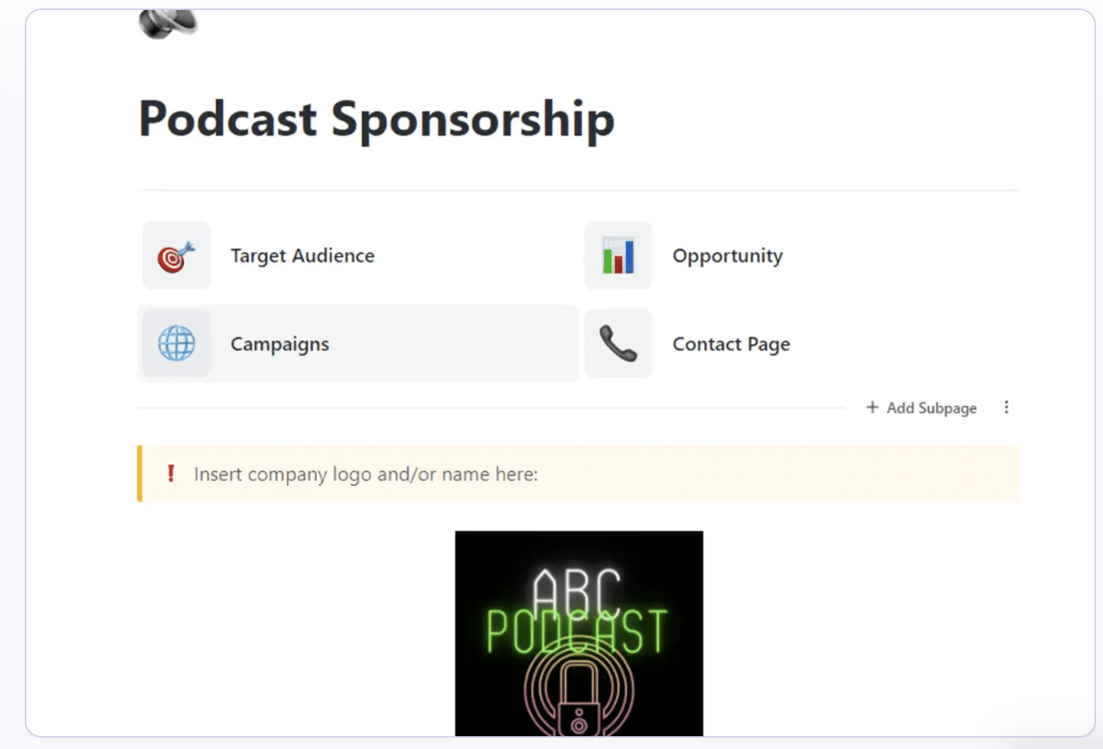 Get more sponsors for your podcast through the ClickUp Podcast Sponsorship Template