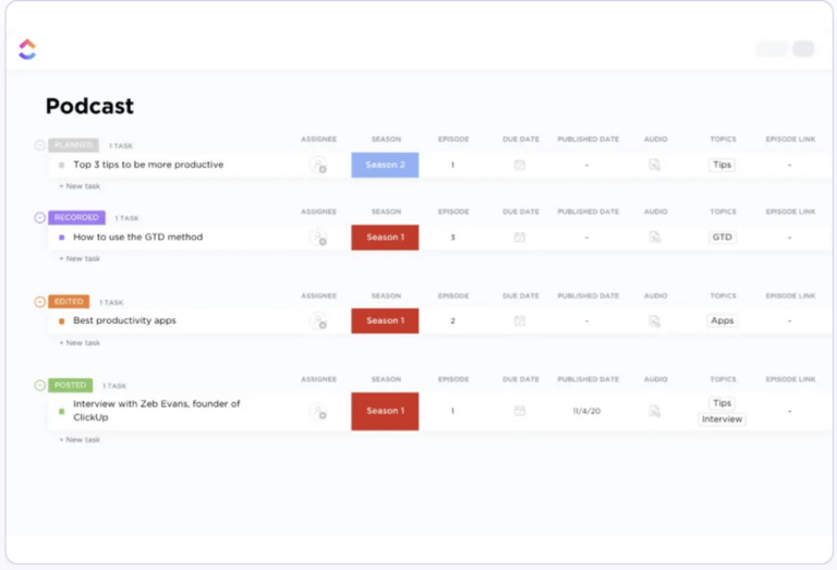 ClickUp Podcast Template