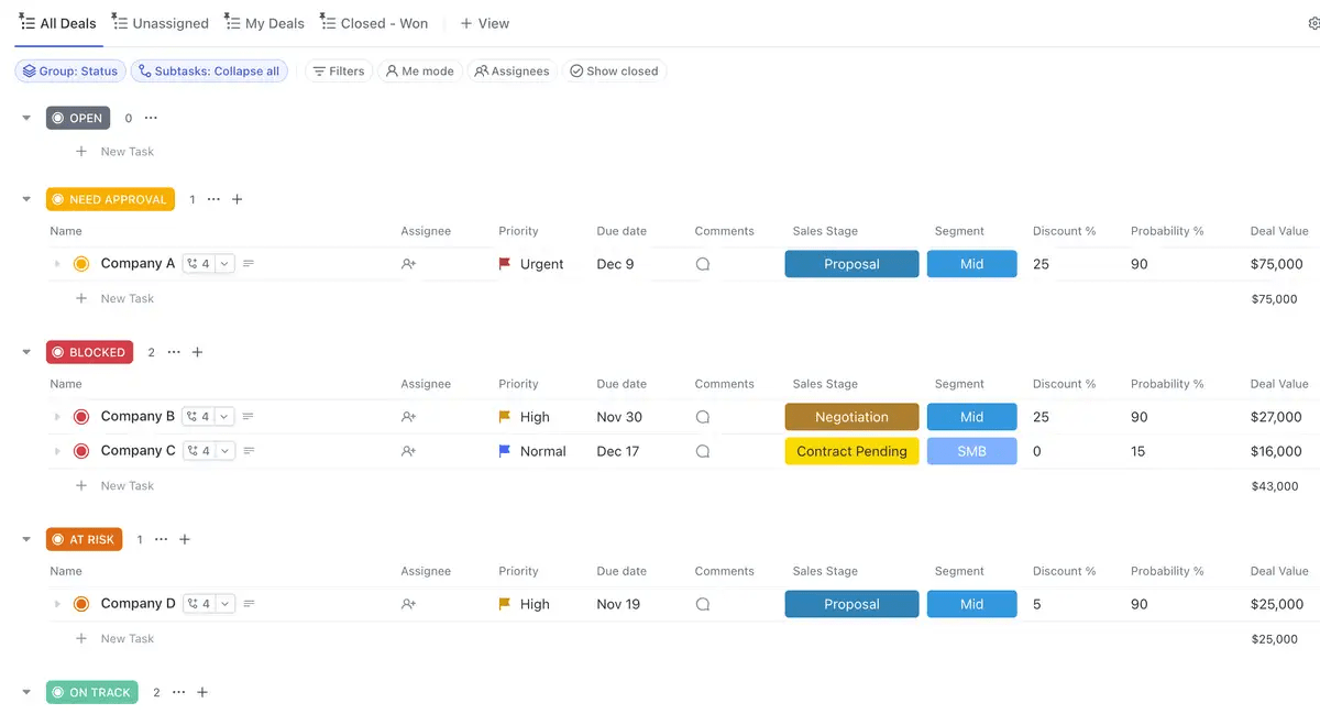 Manage your sales pipeline efficiently with the ClickUp Sales Pipeline Template