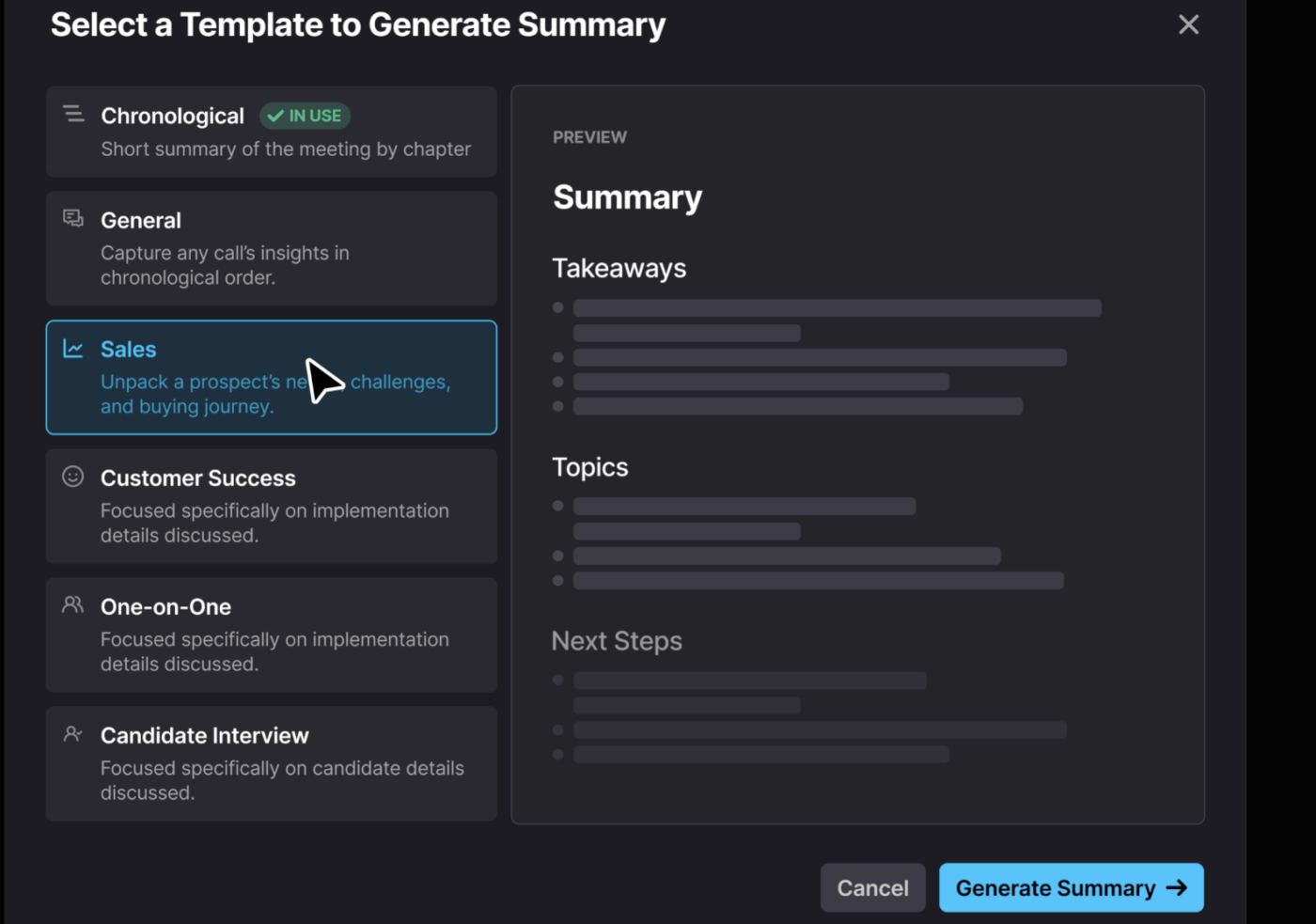 Fathom AI templates