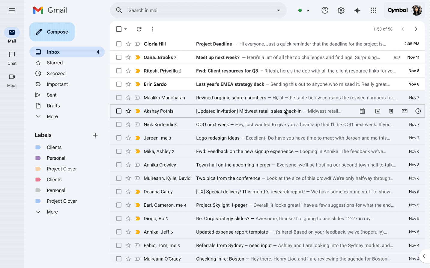 Gemini integration within Gmail