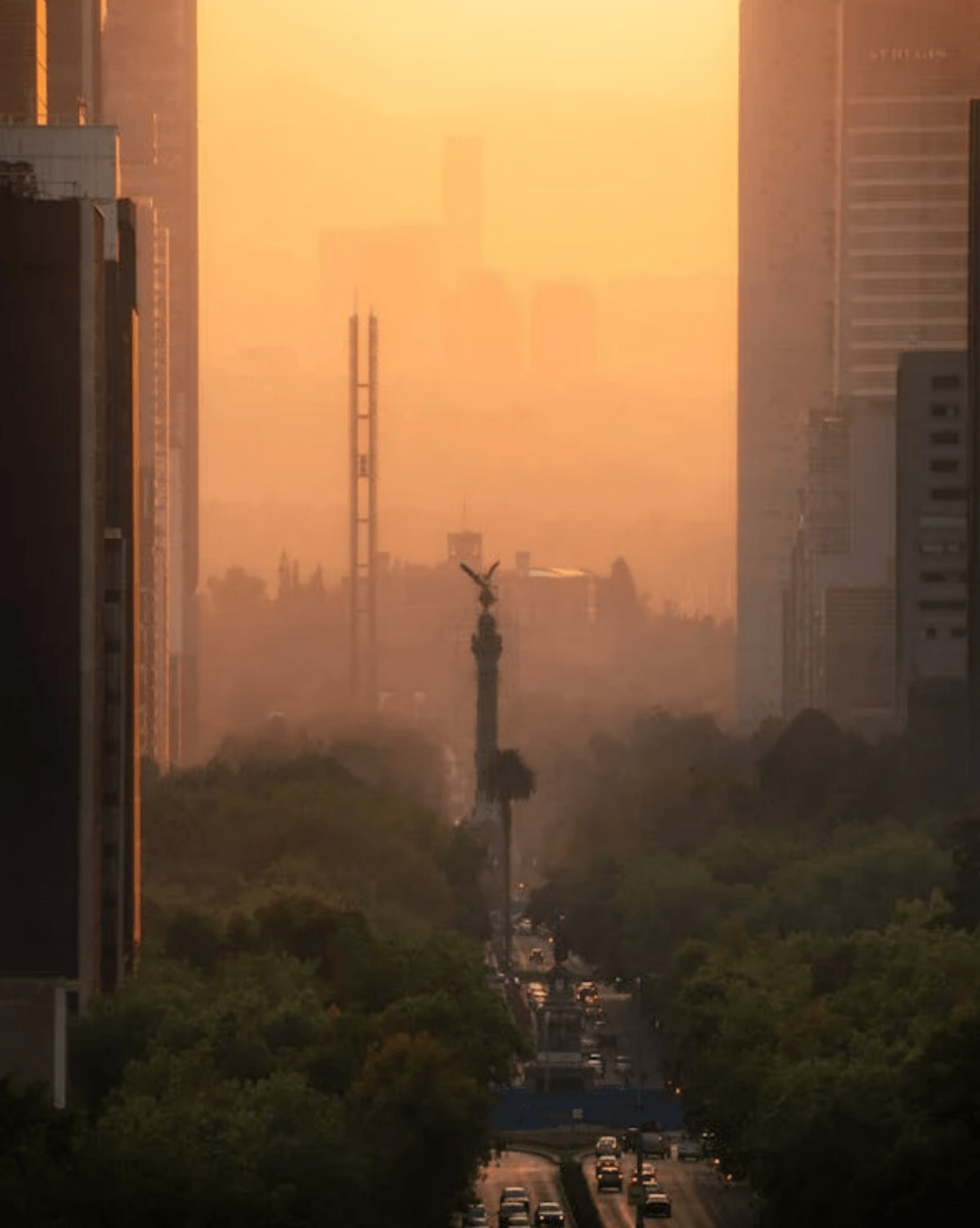 A yellow-tinted haze in Mexico City during summer 