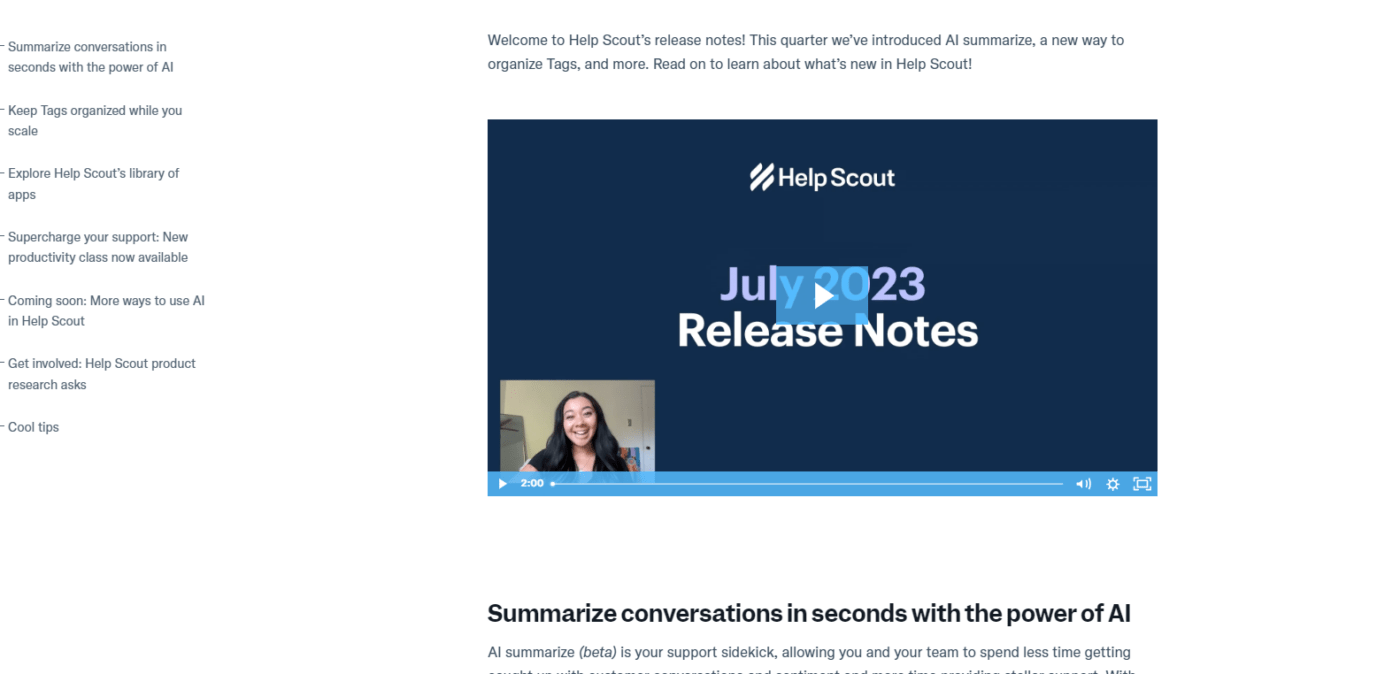 Help Scout release notes