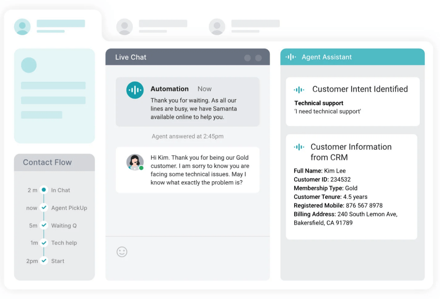 Kore.ai's customer service AI assistant