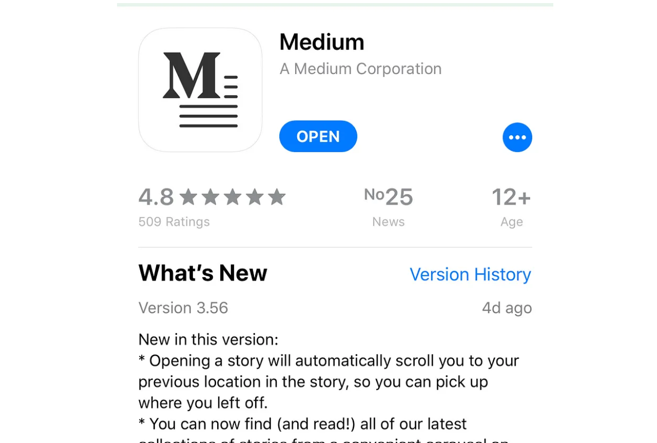 Catatan rilis Medium