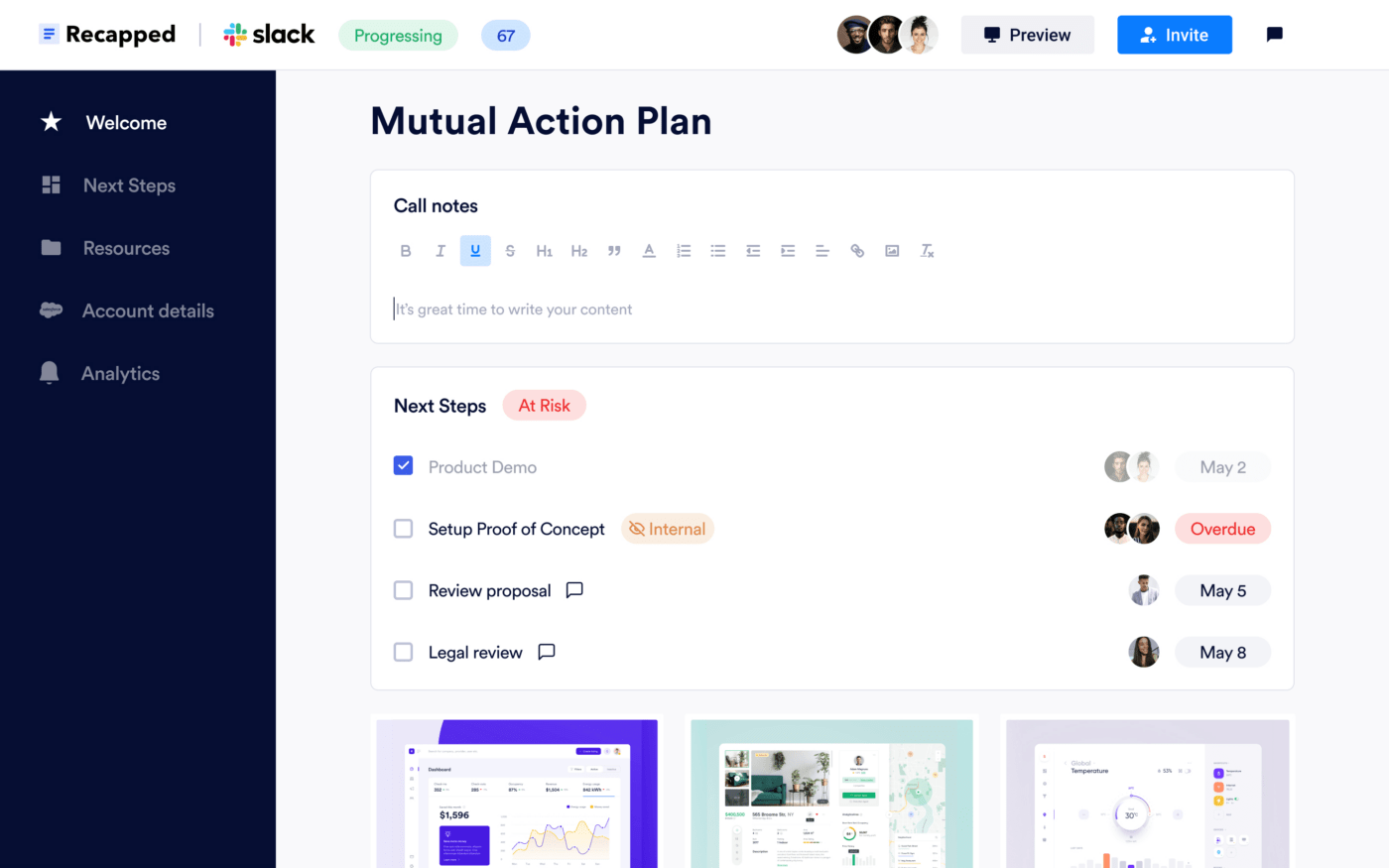 Recapped.io marketing dashboard