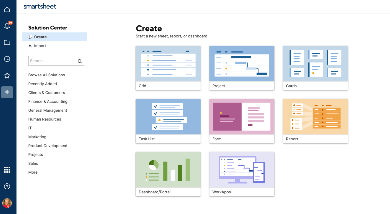 Tableau de bord Smartsheet