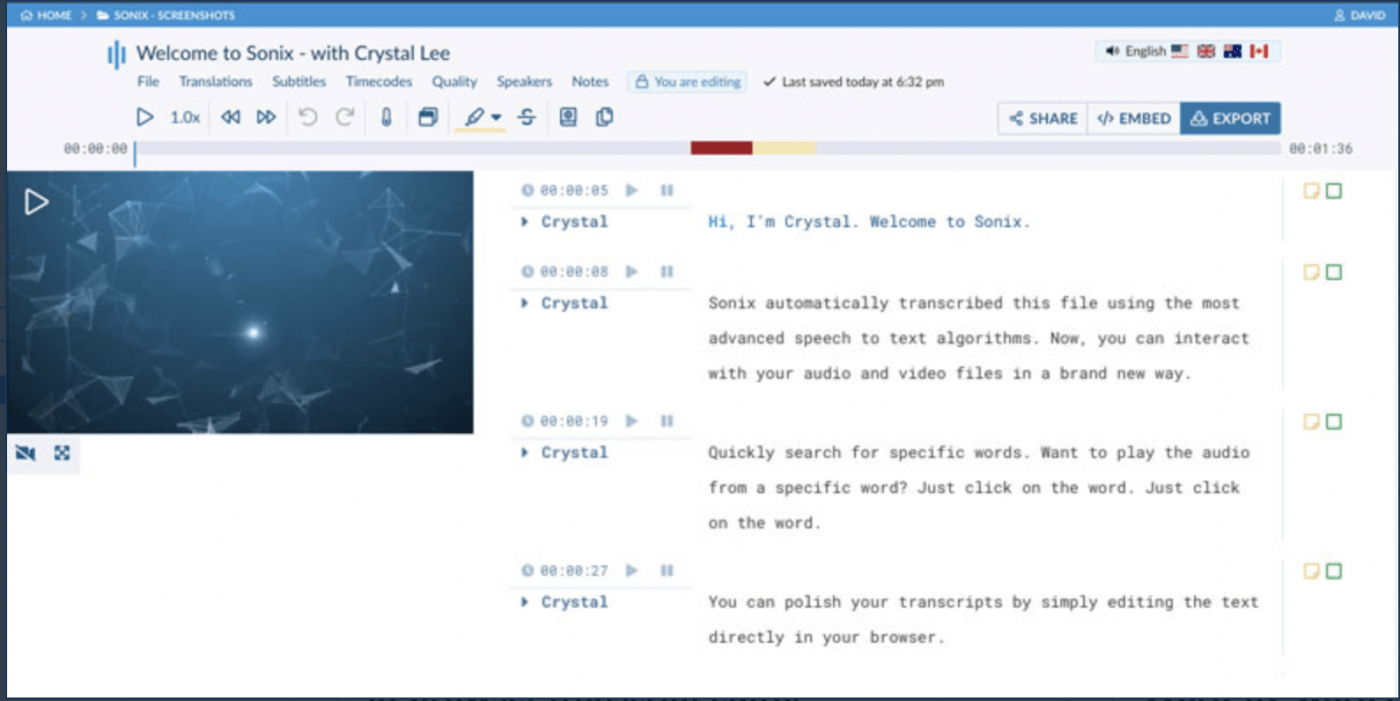 Sonix transcription tool