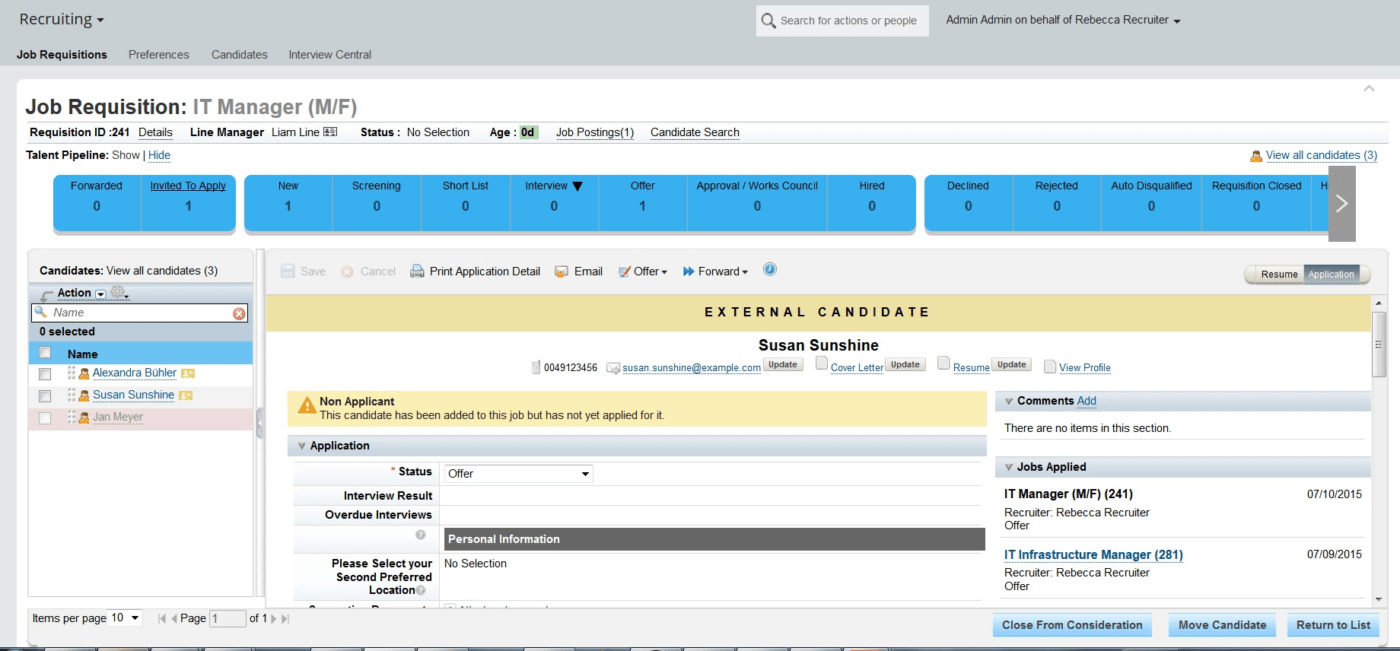 SAP SuccessFactorsの職務依頼インターフェース