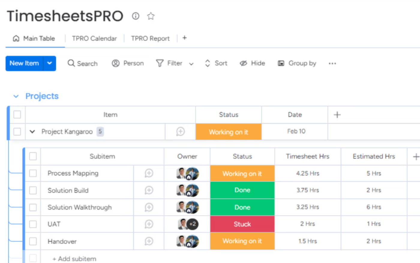 TimesheetsPRO dashboard