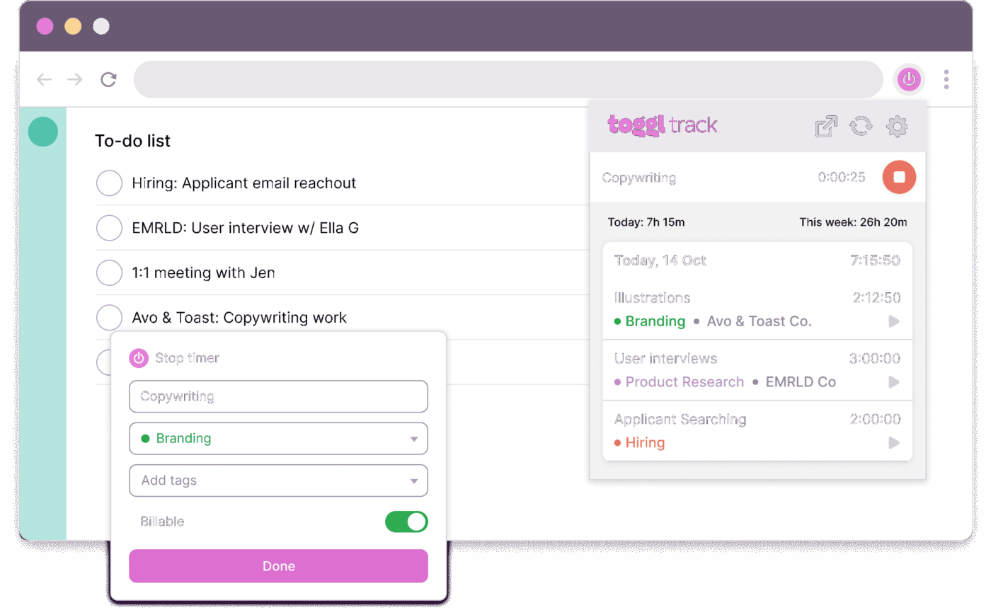 Toggl Interface