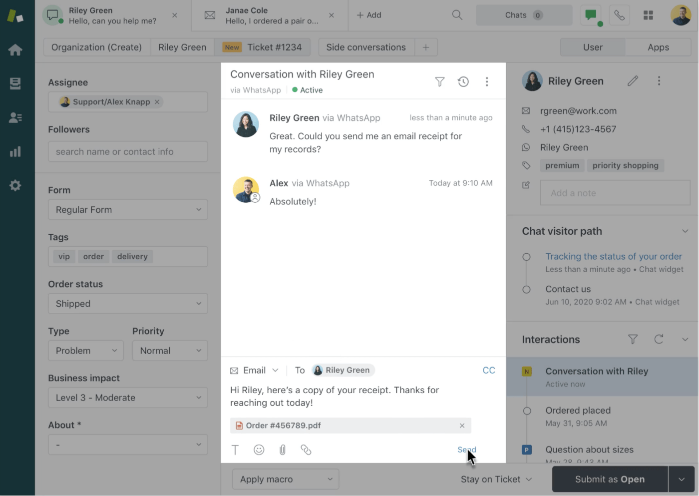 Painel de controle do Zendesk, o que o torna popular entre as alternativas ao Jira