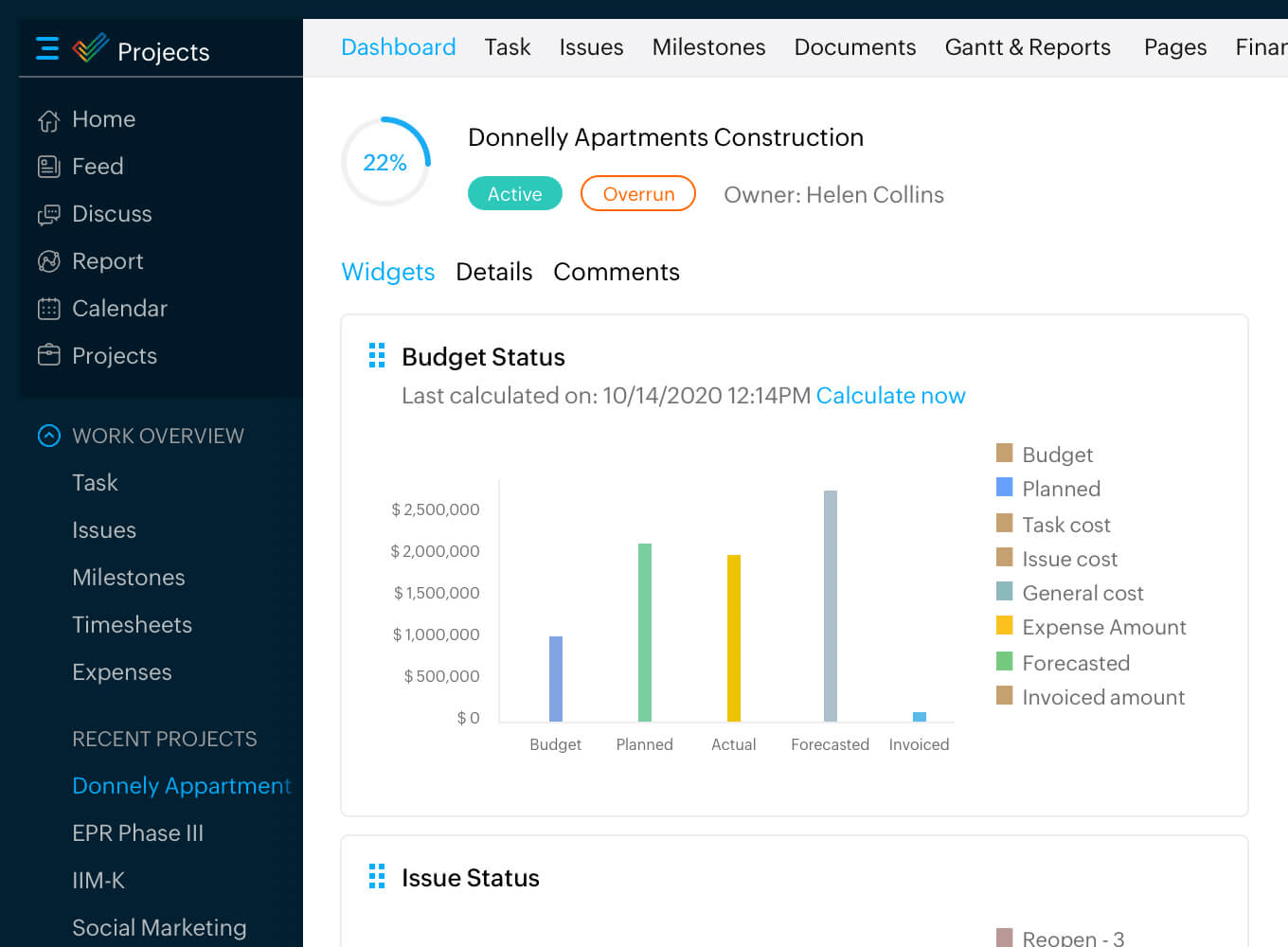 Dasbor Proyek Zoho