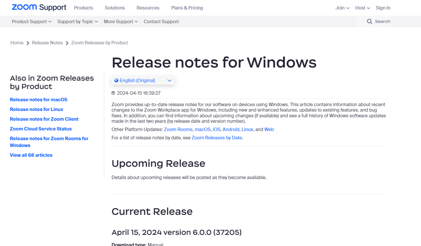 Zoom Release Notes für Windows