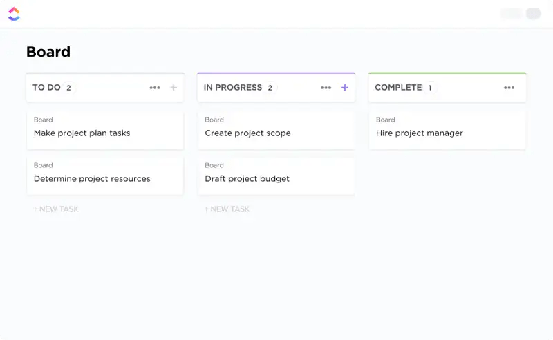 Organize uma equipe de forma eficiente e gerencie suas tarefas usando o modelo de quadro Kanban de gerenciamento de equipe do ClickUp