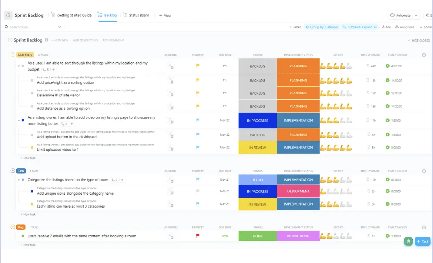 Create a backlog filter to organize your sprints with ClickUp’s Sprint Backlog Template