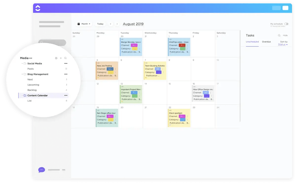 Organize your content for the year with the ClickUp Content Calendar Template
