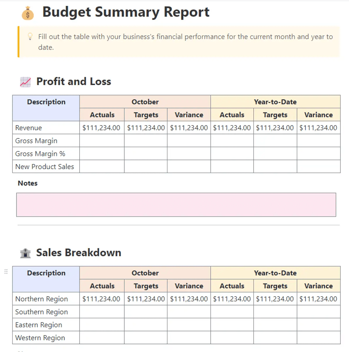 ClickUp Budget-Berichtsvorlage