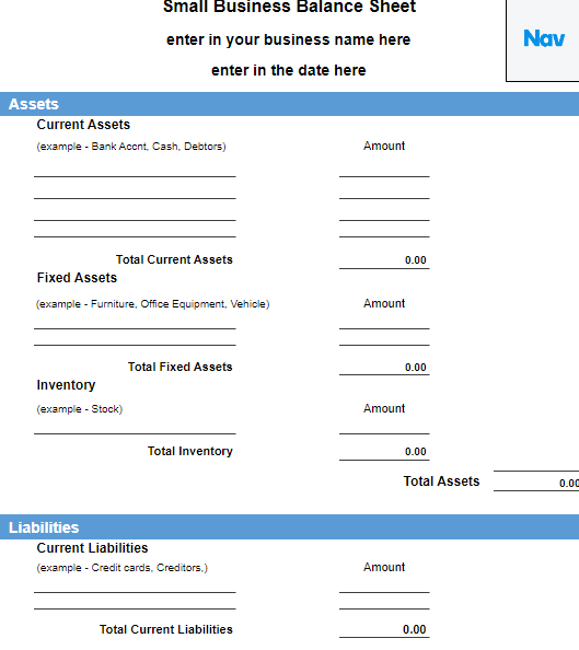 Google Sheets Balance Sheet Template 