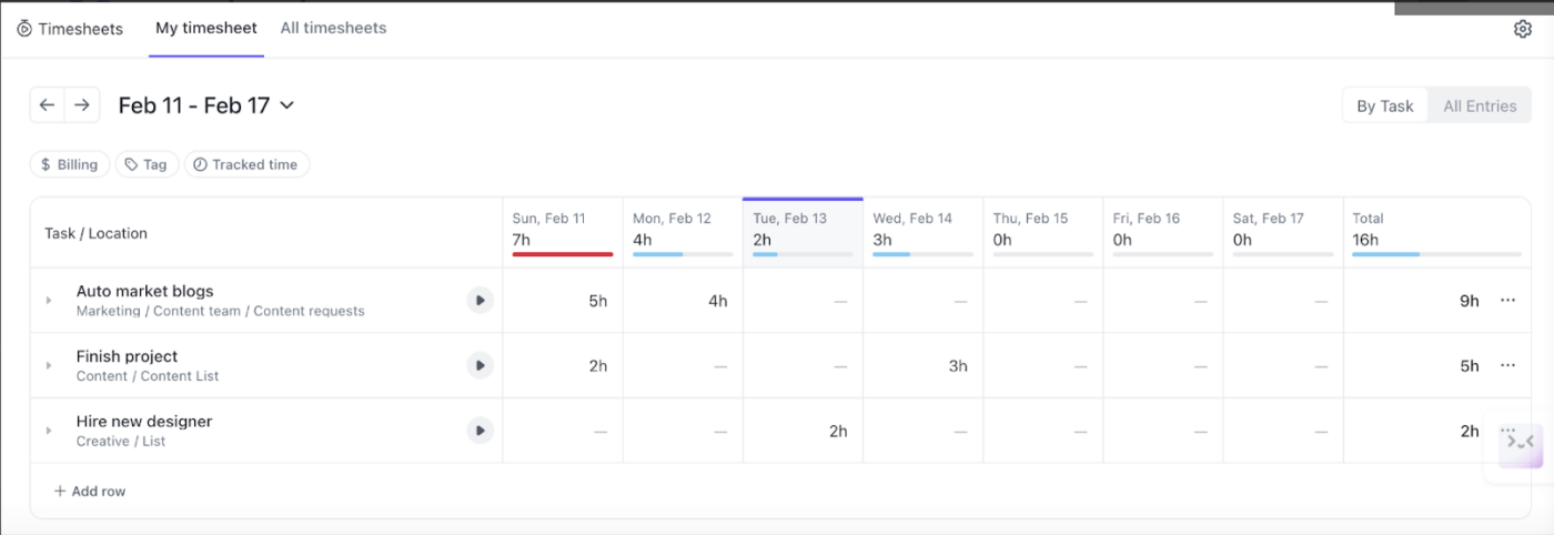 ClickUp Timesheets