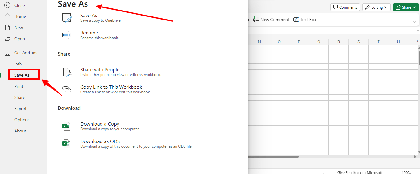 Bagian Simpan Sebagai di Microsoft Excel