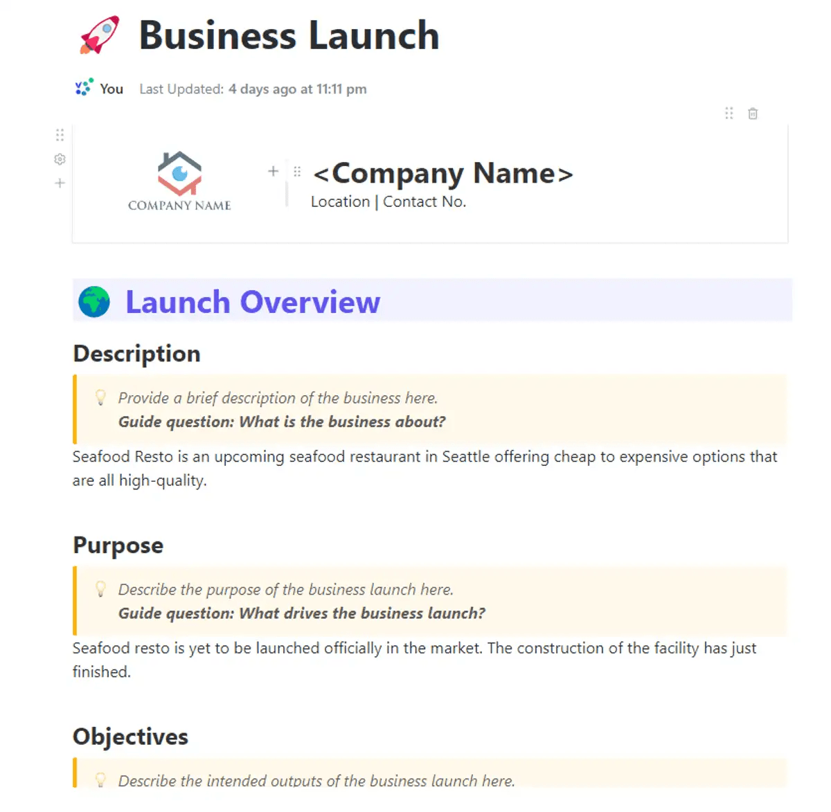 ClickUp's Business Launch Template is designed to help you plan, organize, and track your business launch. 