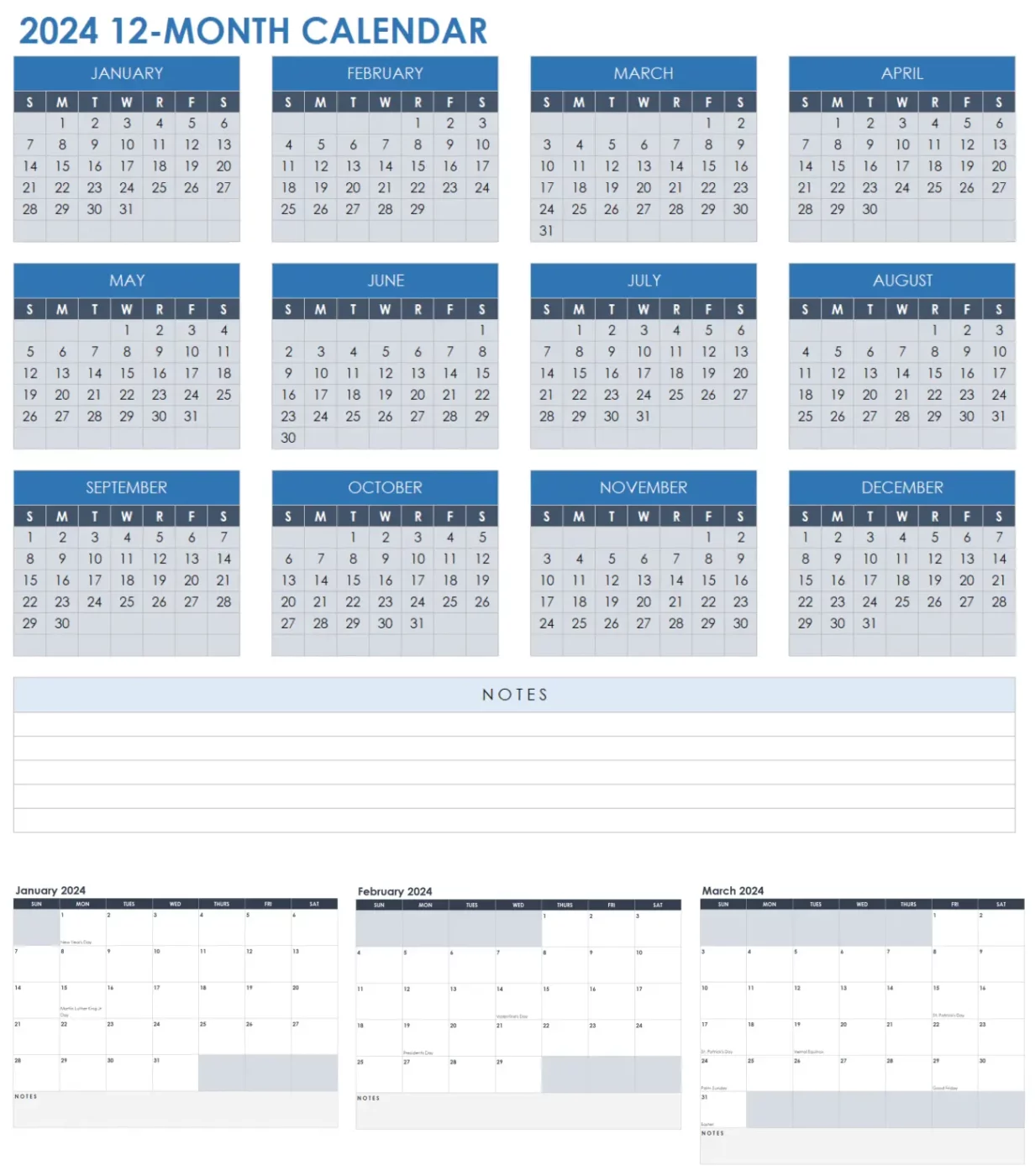 Google Sheets Business Monthly Calendar Template by Smartsheet