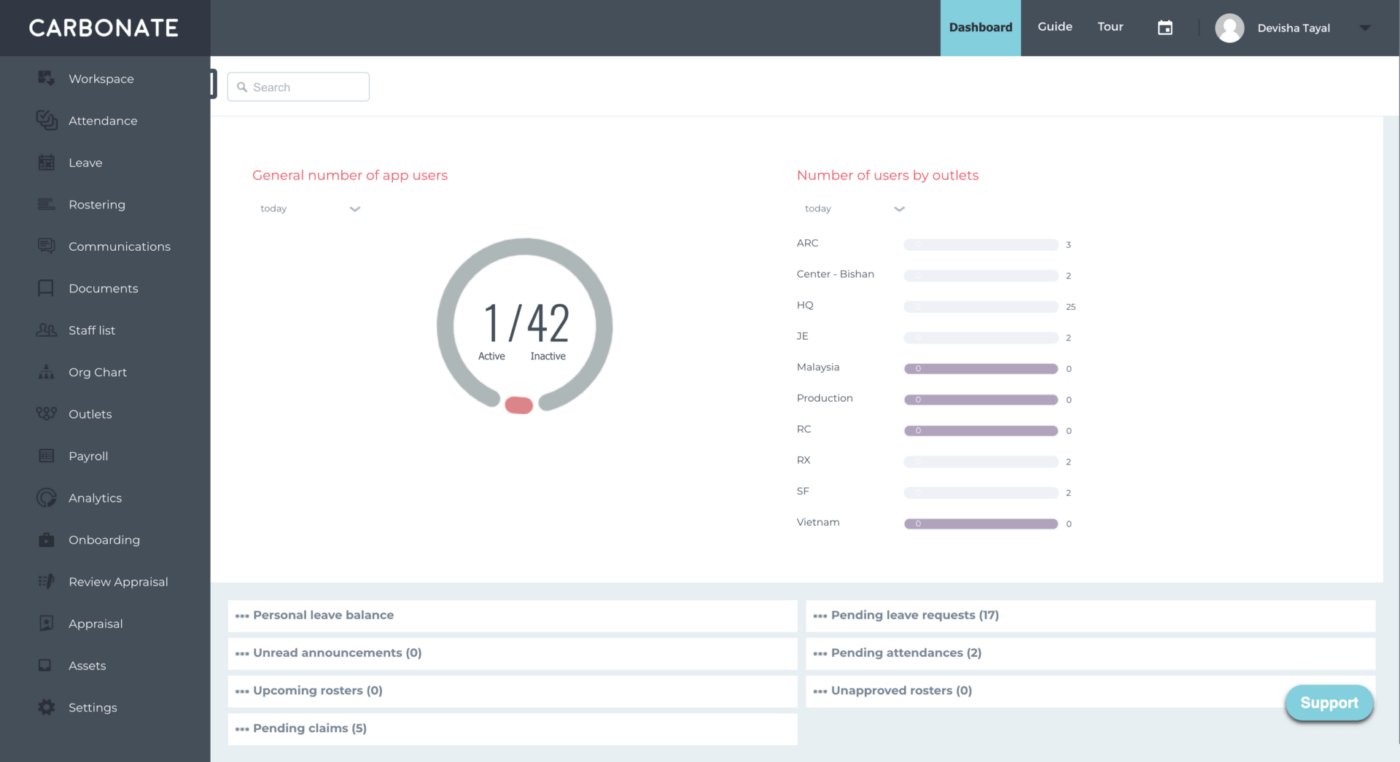 Carbonate HR main interface