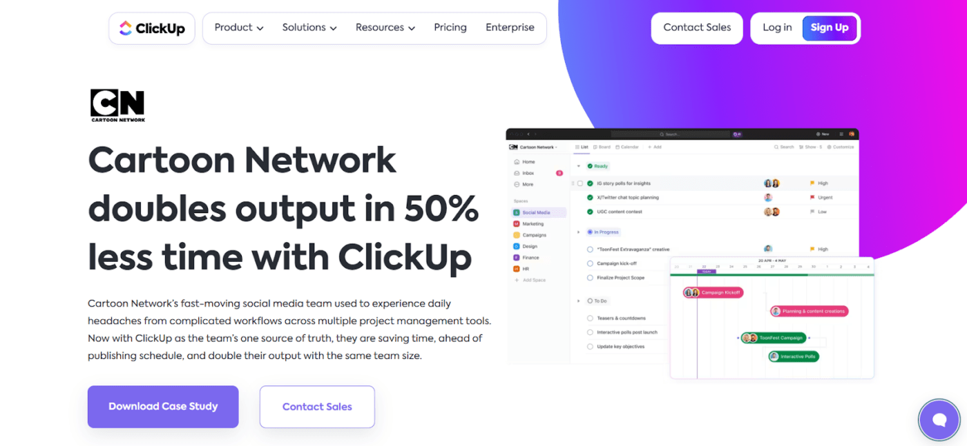 Cartoon Network and ClickUp case study 