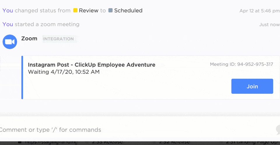 ClickUp’s Zoom Integration
