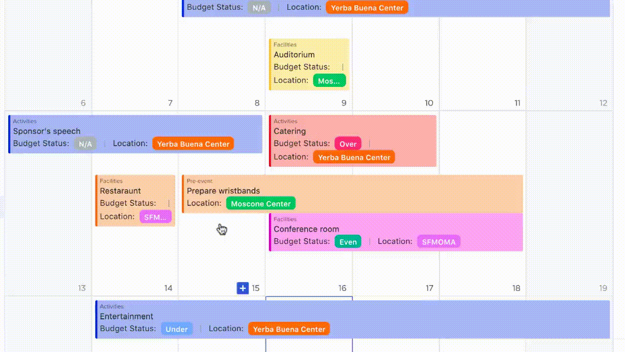 ClickUp event management calendar