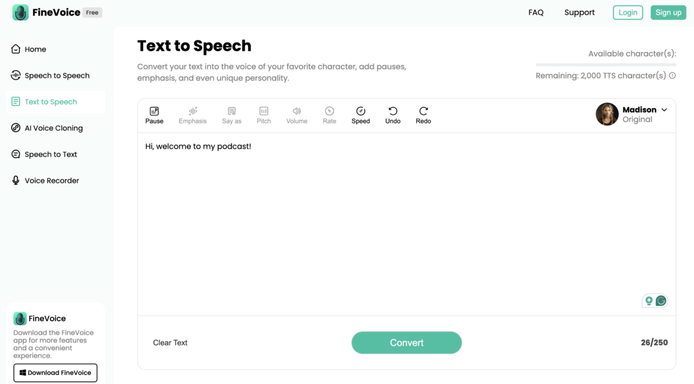 FineShare dashboard