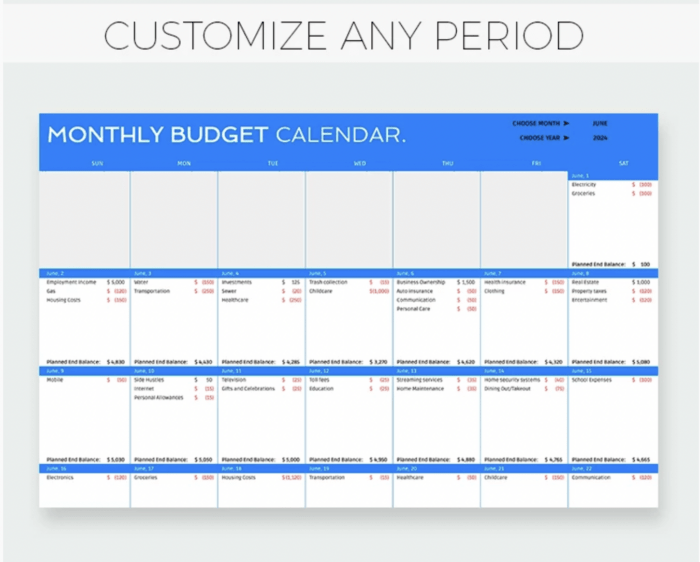 Google Sheets Monthly Calendar Template 2025 