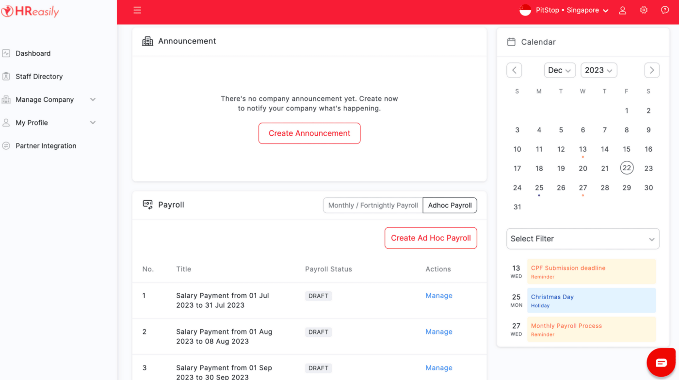 HR dashboard