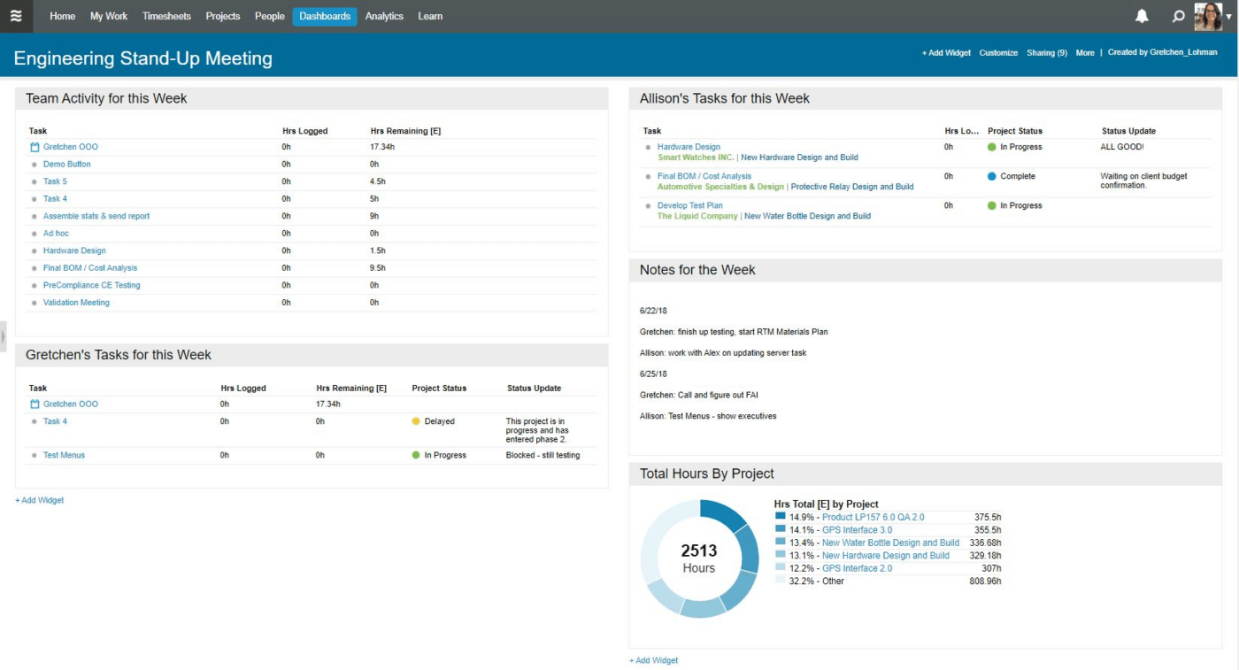 Panel de LiquidPlanner