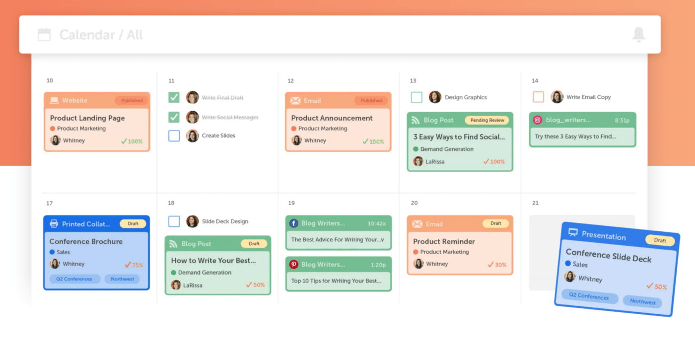 Modello di calendario della campagna di marketing di CoSchedule