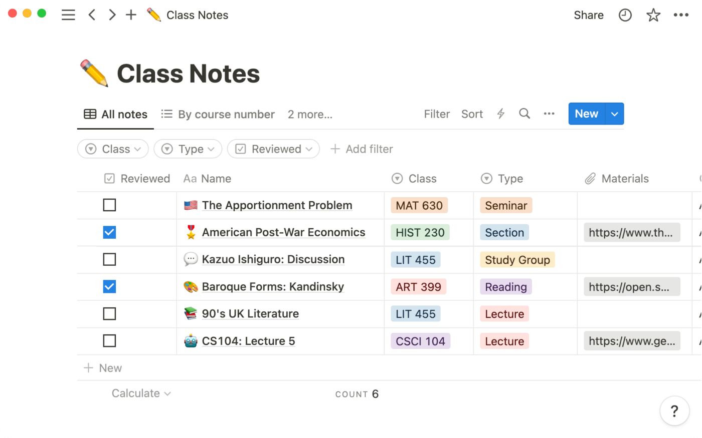 Notion dashboard