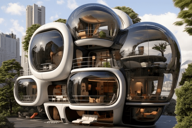 Offbeat architectural design generated by AI