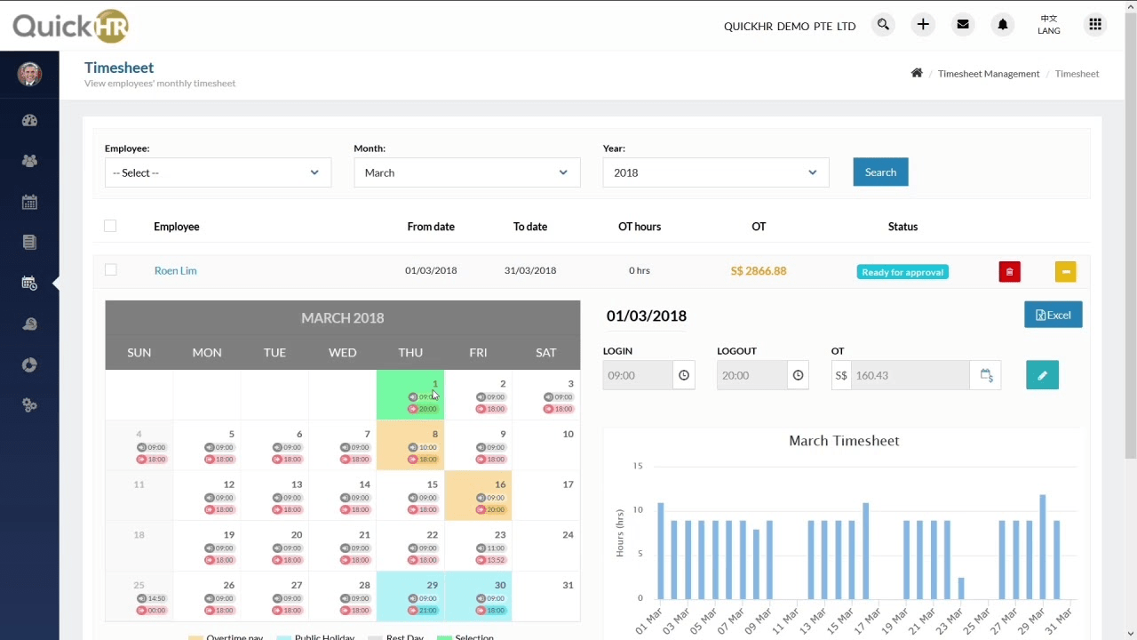 Feuille de temps QuickHR