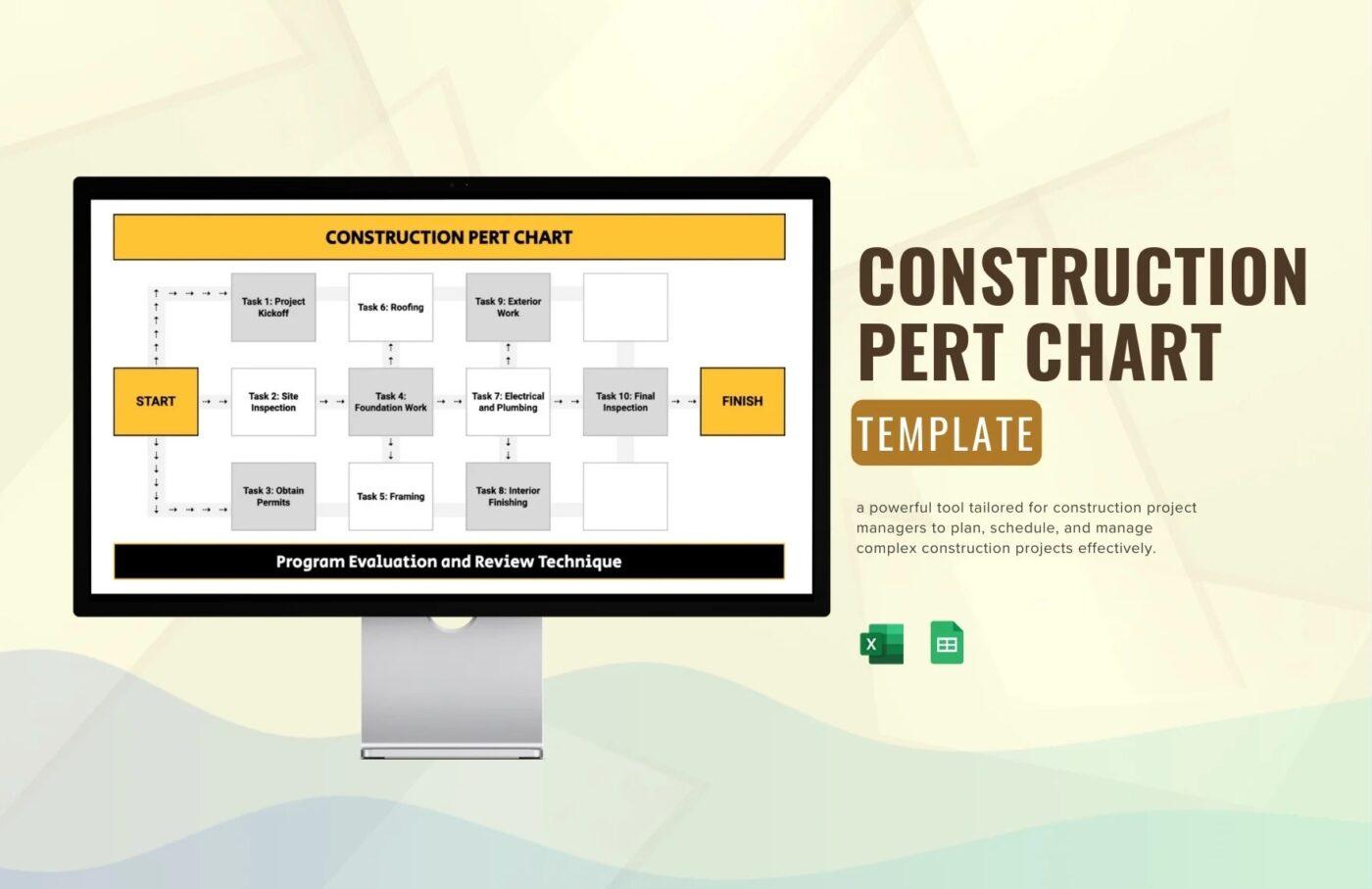 Google Sheets Construction PERT Chart Template by Template.net