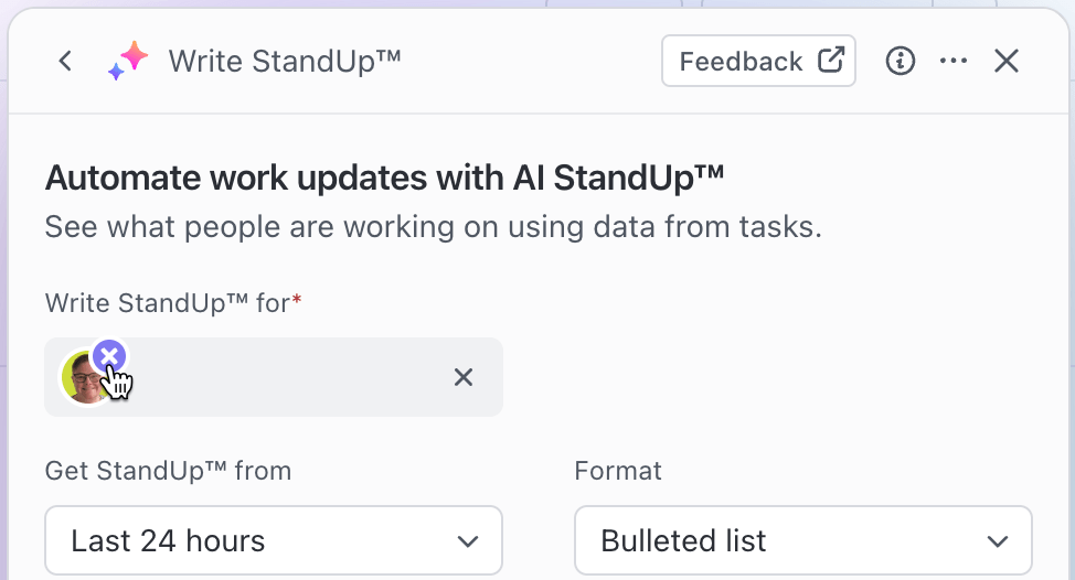Automatic AI standups with ClickUp Brain