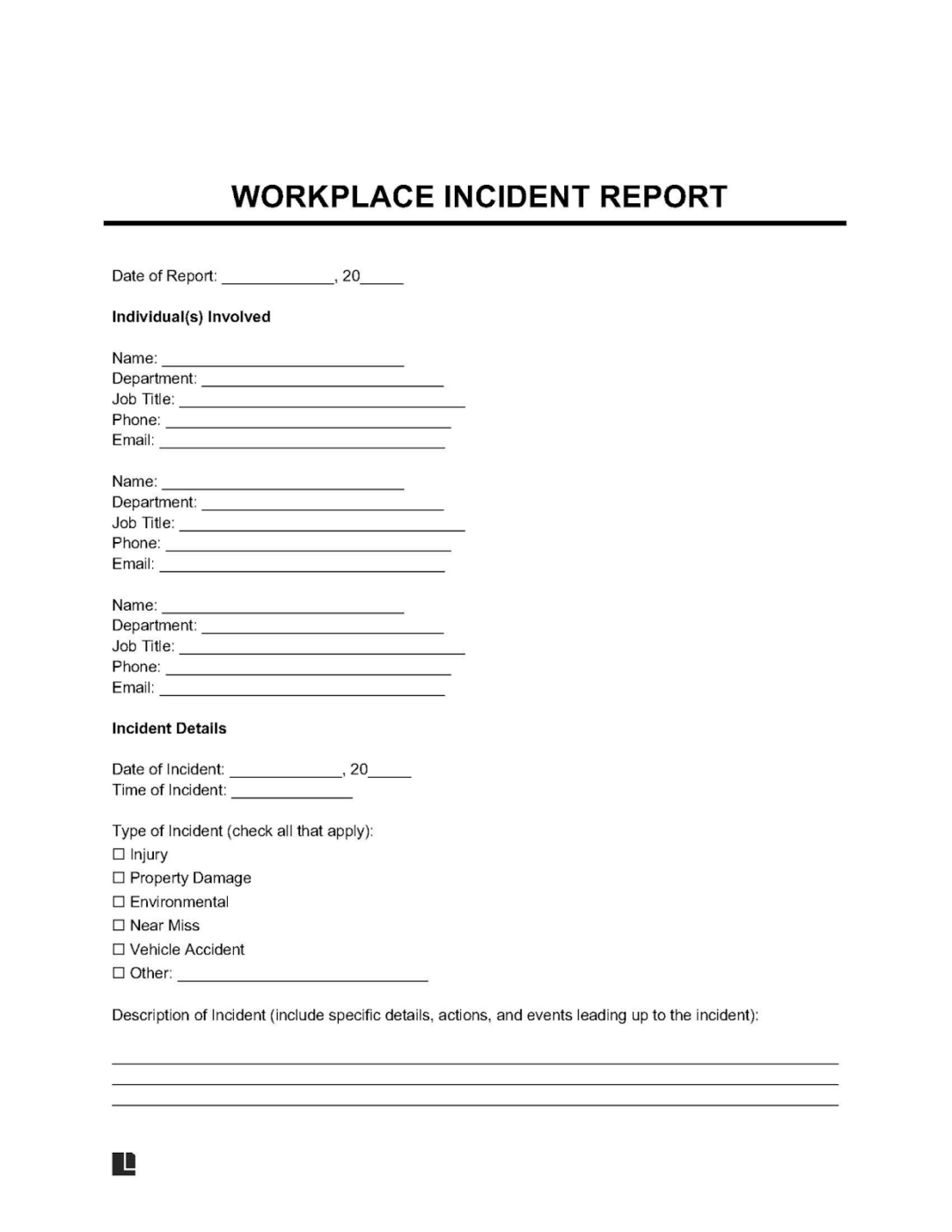 Workplace Incident Report