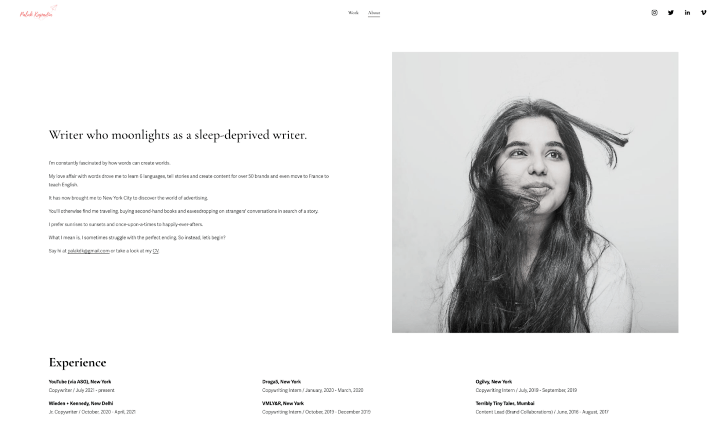 Sample copywriting portfolio: Palak kapadia