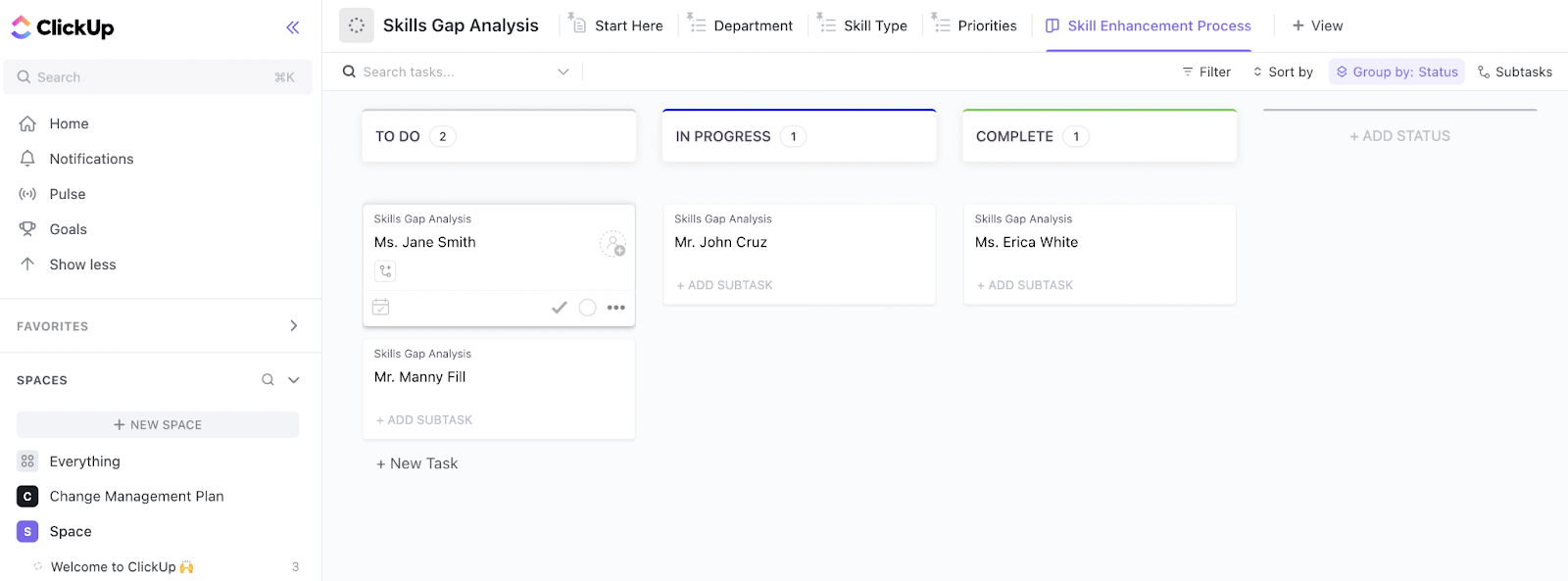 Analyze skill gaps effectively using the ClickUp Gap Analysis Template