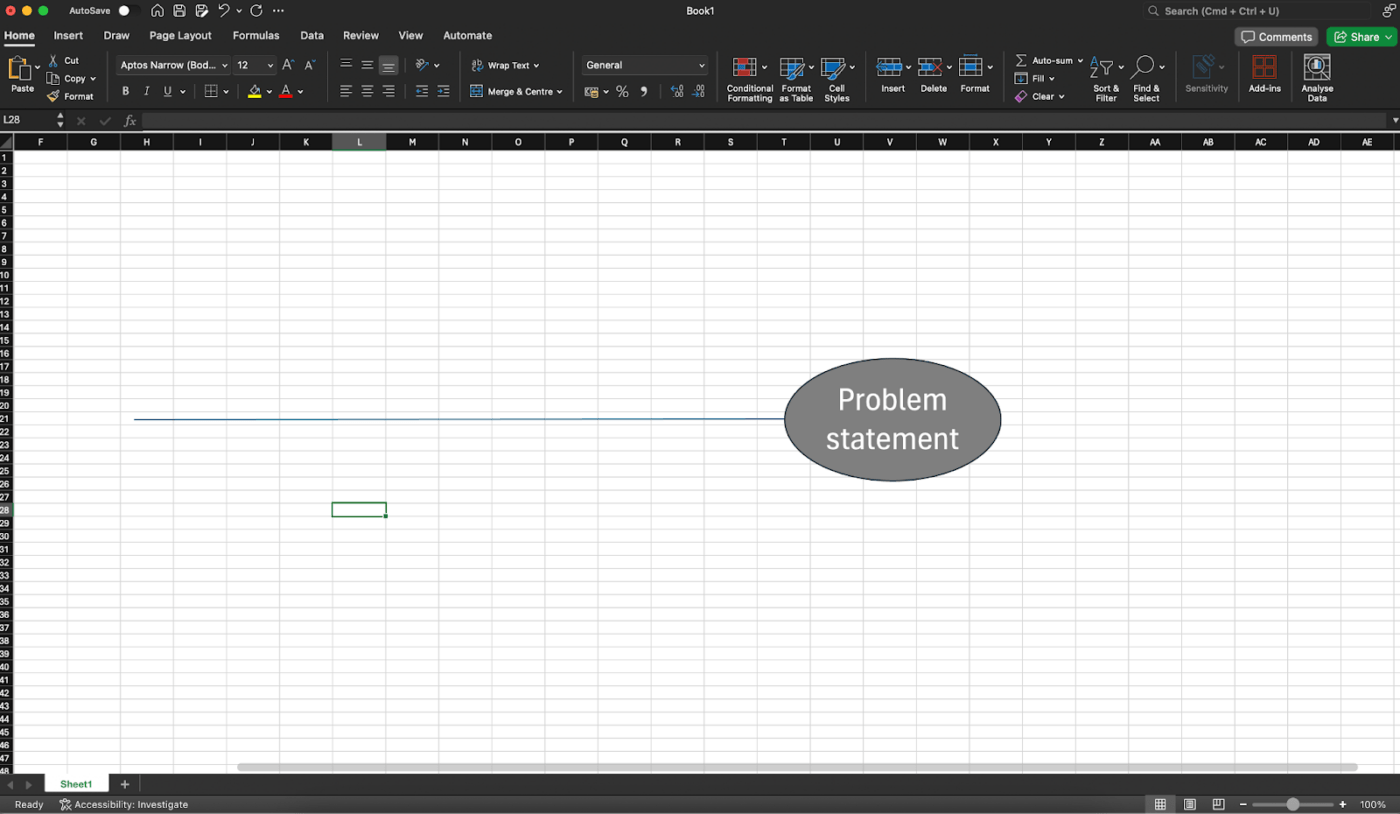 Adding problem statement in Excel